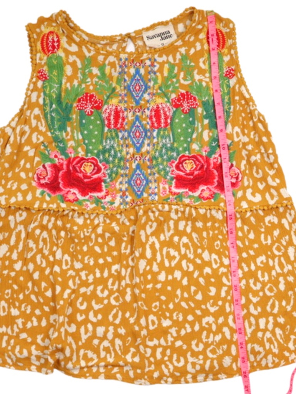 Savanna Jane Embroidered Cactus Floral Boho Blouse 1X - Picture 7 of 8